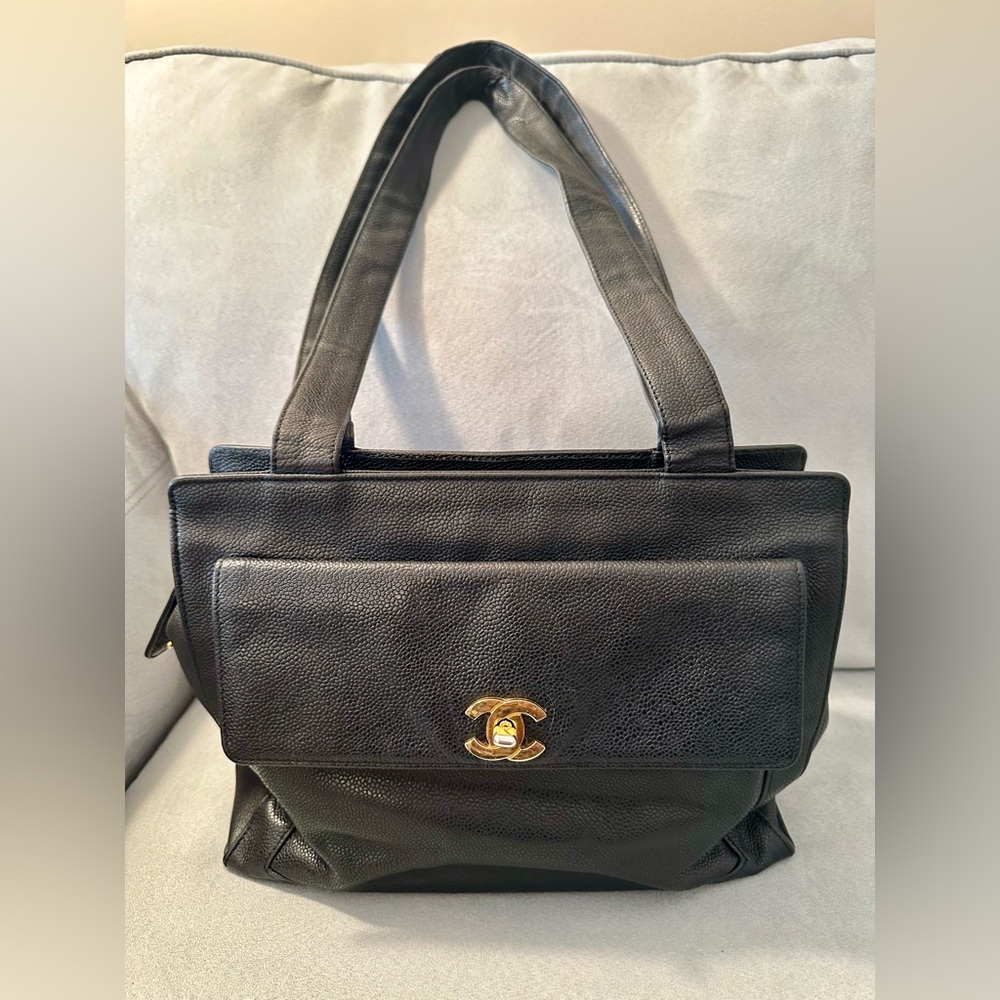 Chanel Charm Caviar Shopper Tote